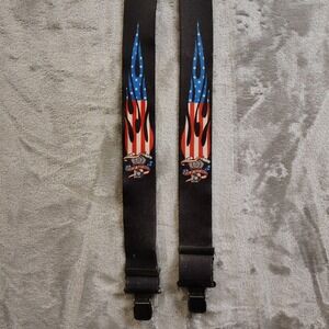 Harley Davidson Suspenders‎ Usa Flame Rare 90s Biker American Flag Patriotic